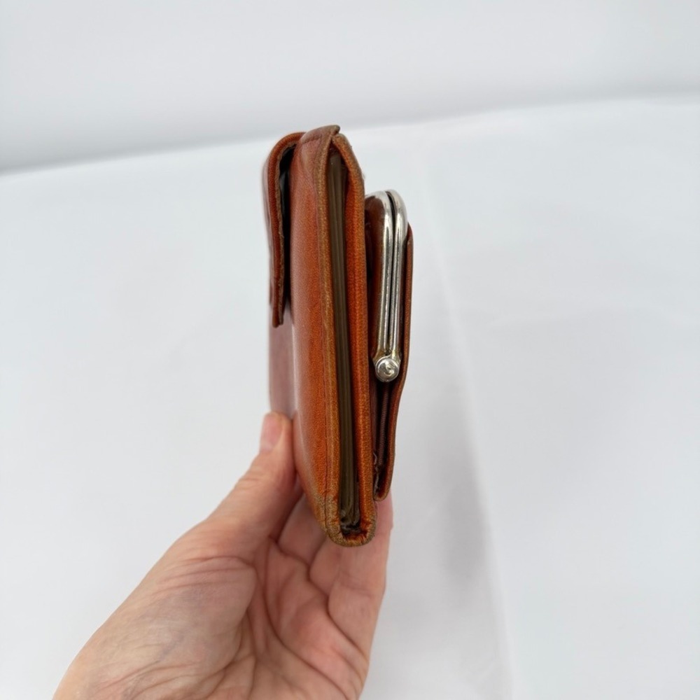 Rolfs Cowhide Wallet VTG Tooled Leather Kiss Lock Brown Retro‎ Photo Flap Womens - Picture 3 of 16